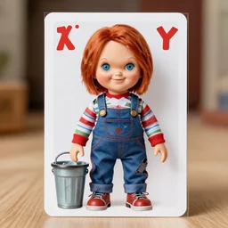 chucky good guys doll, garbage pail kids card