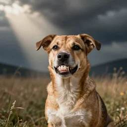 a dog using dentures