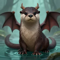 river otter dragon, fantasy art, d & d, scary, trending on artstation, digital art, chinese water dragon otter
