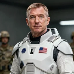 highly detailed of jeff bezos as master chief, photorealistic, 4 k, wallpaper, lifelike, highly detailed, movie scene, recruitment poster for the us military