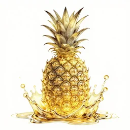 pineapple liquid splash, glowing, ornate and intricate linework, sharp focus, artstation, concept art
