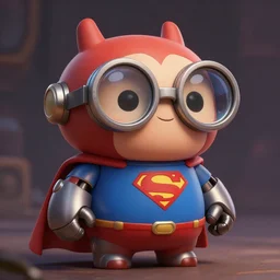 cute little anthropomorphic Iron Giant, dressed as Superman ultra wide lens shot , tiny, small,  short, cute and adorable, pretty, beautiful, DnD character art portrait, matte fantasy painting, DeviantArt Artstation, by Jason Felix by Steve Argyle by Tyler Jacobson by Peter Mohrbacher, cinematic lighting