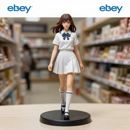 Image on the store website, eBay, Full body, 80mm resin detailed miniature of a school girls in white uniforms, brown hair