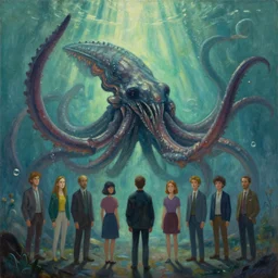 a beautiful painting of the kraken of the upper planes by mynameistran and artgerm and wlop and loish and alex grey and wlop and wes anderson and spike jonze, trending on artstation