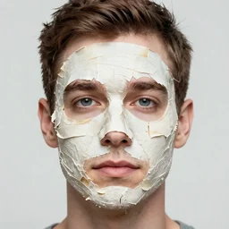 a man peeling off his face like a mask, hyper realistic, 4k, high definition, symmetry, groovy,