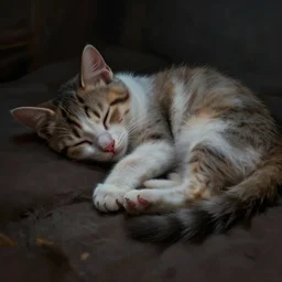 Kitten Sleeping digital Art, Greg rutkowski, Trending artstation,cinematic