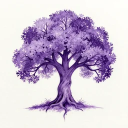 amazing detailed tattoo stencil with a purple tree