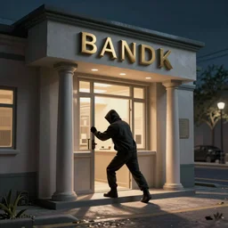 hamburglar robbing a bank