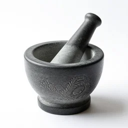 scandinavian mortar and pestle, commercial catalog photo, isolated on a pure white background, centered, entire object in frame, sharp focus, soft studio lighting