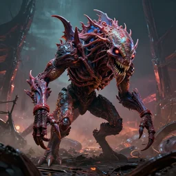 photorealistic eldritch deathclaw in a post apocalyptic wasteland in the style of michael whelan and gustave dore. hyperdetailed photorealism, 1 0 8 megapixels, amazing depth, high resolution, 3 d shading, 3 d finalrender, 3 d cinematic lighting, glowing rich colors, psychedelic overtones, artstation concept art.
