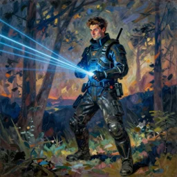 peaceful legionnaire by al williamson, pierre - auguste renoir, cyberpunk, laser