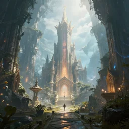 inside a ethereal magical elven city, 8k, HDR, cinematic, volumetric lighting, unreal engine 5