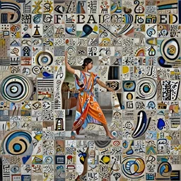 photo of a man in an orange toga is dancing in a dance class, 8k UHD