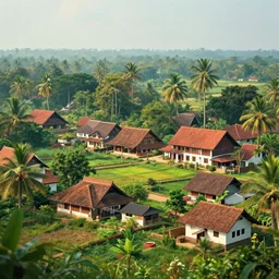 kerala village, sharp focus, wide shot, trending on ArtStation, masterpiece, by Greg Rutkowski, by Ross Tran, by Fenghua Zhong, octane, soft render, ultrarealistic, colorful, cinematic