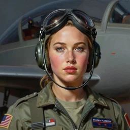 ultra realistic portrait painting of jennifer lawrence as an airforce pilot, art by frank frazetta, 4 k, ultra realistic, highly detailed, epic lighting.