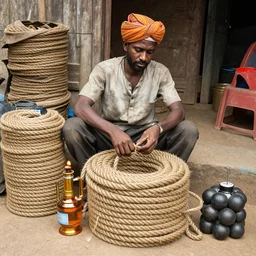 morshu selling rope, lamp oil and bombs