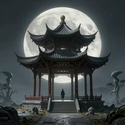 Moon pavilion, alien fantasy surrealism art by alena aenami and marc simonetti, artstation