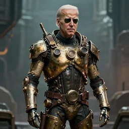 joe biden as a steampunk cyborg, scifi