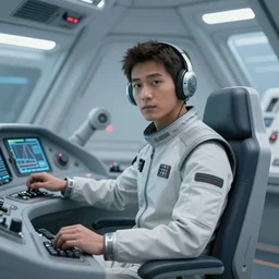 cinematic shot of a scifi character in a spaceship cockpit by druillet, stylized matte illustration by philippe druillet, highly detailed, sharp focus, clean lines, 8 k