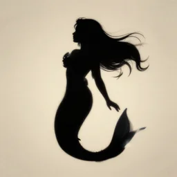 silhouette of a beautiful mermaid,