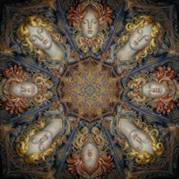breathtaking detailed concept art painting kaleidoscope art deco pattern of blonde faces goddesses amalmation flowers, by hsiao - ron cheng, bizarre compositions, exquisite detail, extremely moody lighting, 8 k