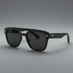 a unique high fashion carbon fiber sunglasses, product shot, gta5 style, 3d render, octane render