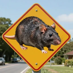 Traffic sign warnkng for giant rats