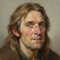 a detailed matte head - on portrait painting of a sweet ugly old hobbit man, with a large scar and missing teeth portrait by charlie bowater, lise deharme, wlop, tending on arstation, dungeons and dragon, dnd, pathfinder, fanart, oil on canvas