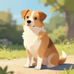 A dog sitting in the sun, digital art