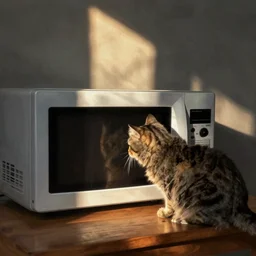cat putting a microwave in james ensor
