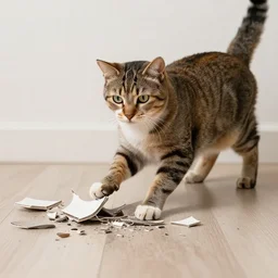 cat accidentally breaking the laws of physics