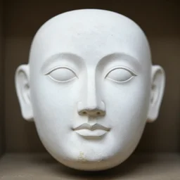 out of focus!!! white stone face, portrait