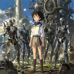 Battle of Midway by Makoto Shinkai, cyborgs, futuristic, steampunk, Magic
