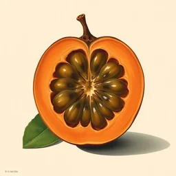 cross section of a fruit showing its seeds, limited neutral palette, by pascal campion, petros afshar, anton fadeev, dean ellis, randolph stanley hewton, beautiful graphic, propaganda poster art 1 9 7 0 s illustrated advertising art, painterly design