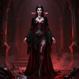 beautiful full body portrait vampire queen highly detailed CGsociety subtle enchanting alluring blood magical concept art HDR hyper realistic volumetric lighting subsurface scattering unreal