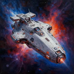 cosmic futuristic ship , Warhammer 40k, abstract, painting 4k deep color void