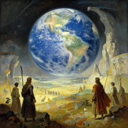 ancient times on a pellucidar landscape, portal to earth, art by brothers hildebrandt