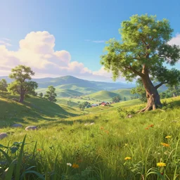 a gorgeous landscape in the style of thomas cole and pixar. beautiful beyond imagination! hyperrealism, extremely detailed! 8 k, cgi movie, path tracing, trending on artstation