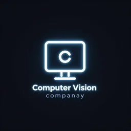 computer vision company minimalistic logo, centred, neon, low detailed, dark background
