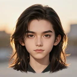 chibi style male anime protagonist, long dark hair, symmetrical facial features, hyper realistic, 8 k, interesting composition, creative color choice, detailed drawing, trending on artstation, hd, realistic lighting, by alphonse mucha, greg rutkowski, gottfried helnwein, backlit golden hour