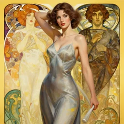 modern women | hyperrealistic | action pose | digital painting | trending on artstation | pinup portrait | clean | illustration | dressed | Unreal Engine 5 | 8k resolution | by Greg Rutkowski Alphonse Mucha Gustav Klimt and Mel Ramos