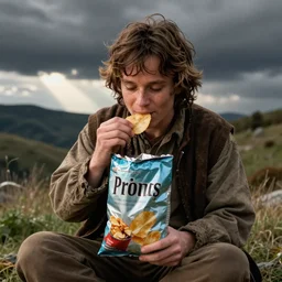 elijah wood frodo eats a bag of chips