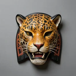 a perfect centered mask of a shaman and a jaguar, 8 k,