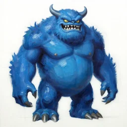 rough painting of a blue monster in acrylic paint, broad brush strokes, hr giger, phantasy star online, white background, pencil sketch lines are visible