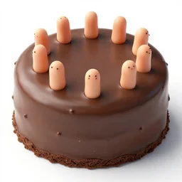 chocolate cake with tiny human fingers sprinkled