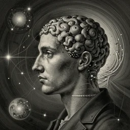 beautiful portrait of intelligence of science, spatial space deformation in latent space, math art, astral plane, by artgerm and dan mumford and gustave dore