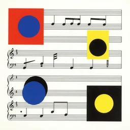 musical score, modern collage, artwork by jean - pierre vasarely