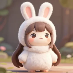 cute fluffy rabbit-eared girl, toon 3D render, medium shot, usamimi, kemonomimi, hyperdetailed 8K, by Cushart, Krenz, trending on Pixiv