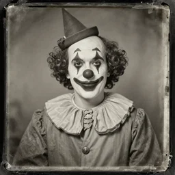 tintype photo of a clown war