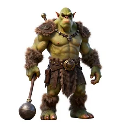 masked ogre with club, detailed 3d character render, full body, standing, isolated on a pure white background, centered, whole figure in frame, sharp focus, studio lighting